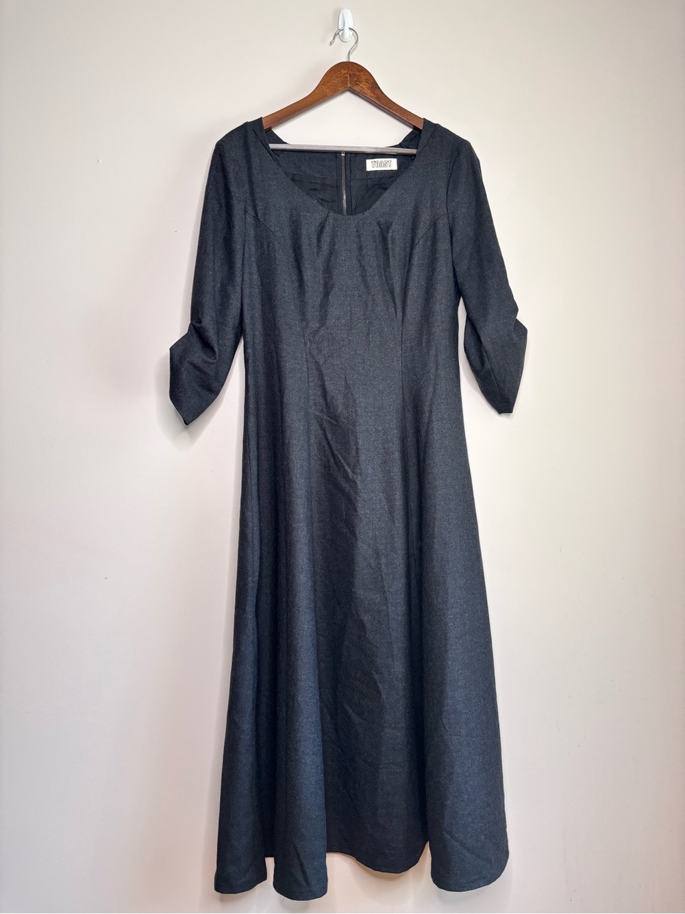 TOAST Midi Dress Wool Fit & Flare Charcoal Size 10